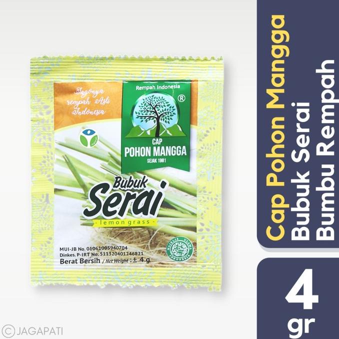 

Cap Pohon Mangga - Bubuk Serai 4gr (Satuan) - Bumbu Masak - Rempah