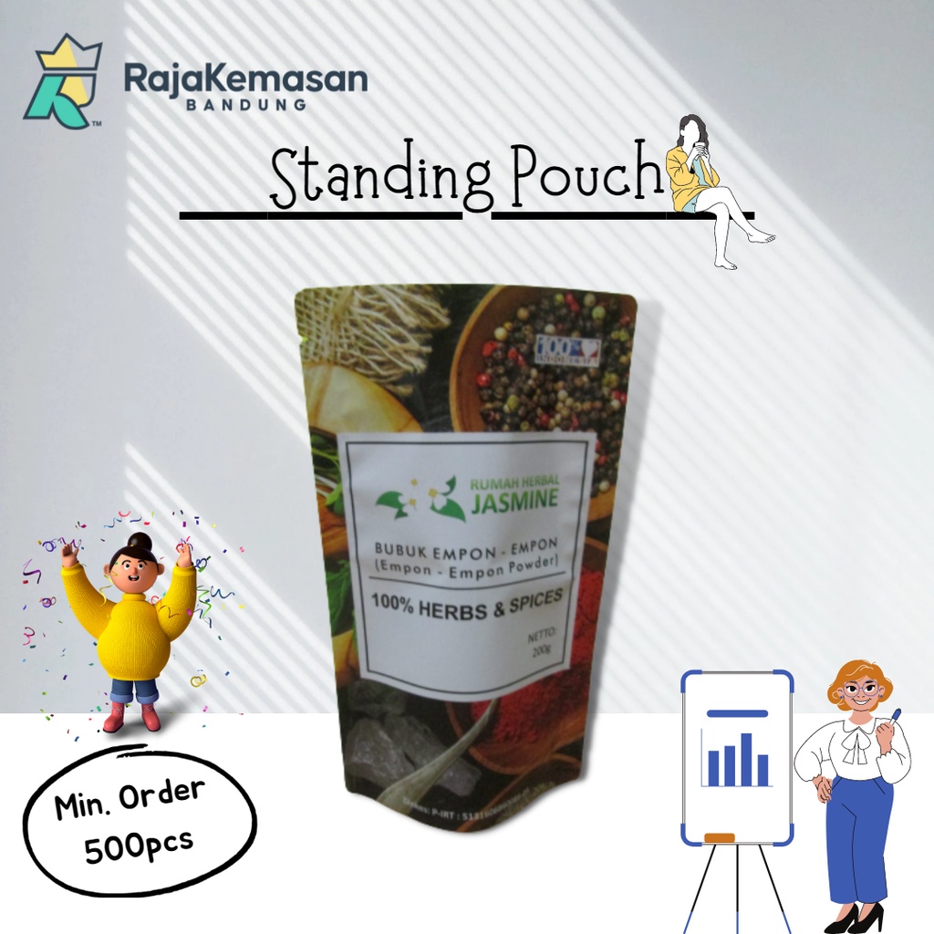 JUAL STANDING POUCH KEMASAN NON-ZIPPER 15x23cm FULL PRINT