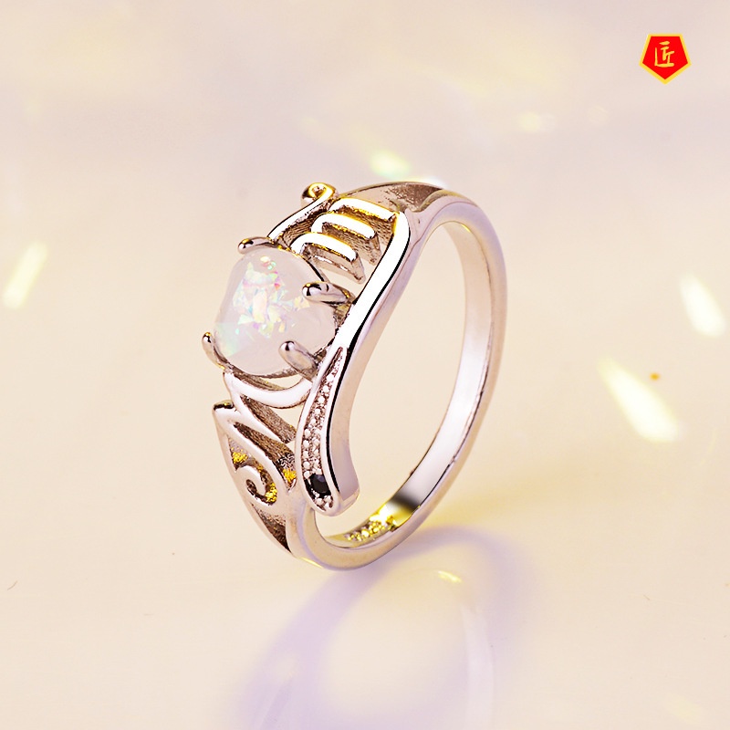 [Ready Stock]Simple Personality Heart-Shaped Opal Ring