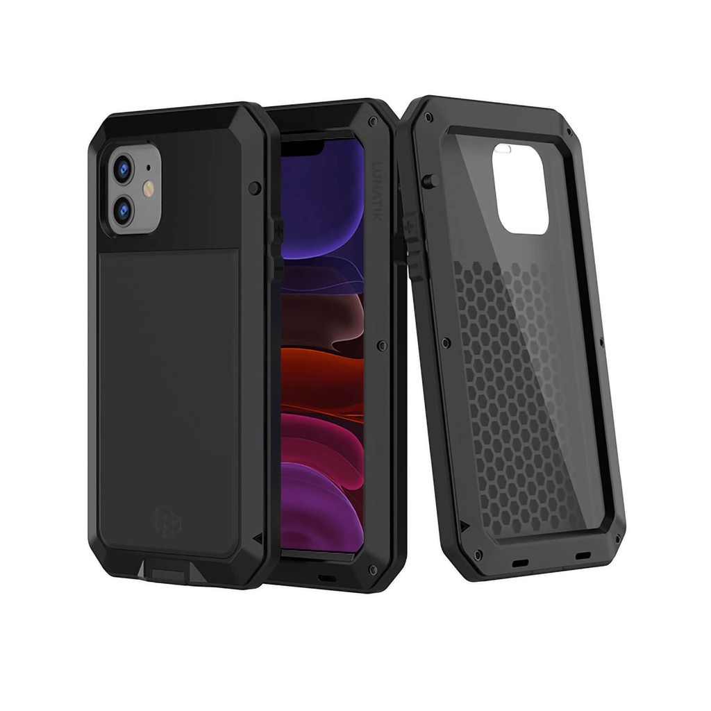 GoodCase - Hard Case iPh 5 | 6 | 6+ | 7/8 | 7+/ 8+ | X/XS | 9/XR | 9+/XS Max Lunatik Taktik Case Gorilla Glass Full Black