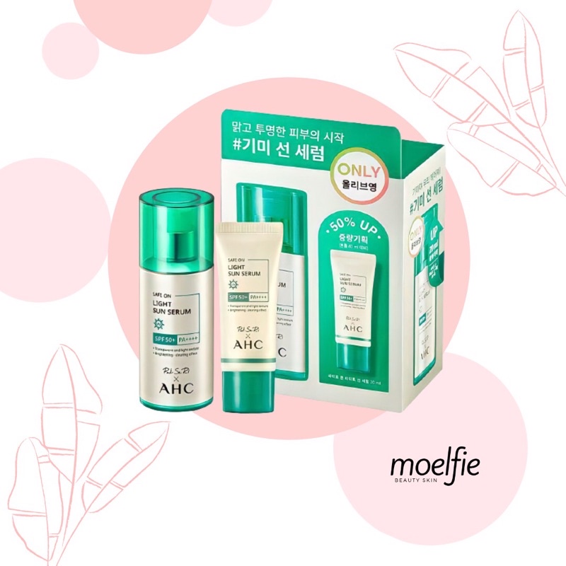 [SPECIAL SET] AHC SAFE ON LIGHT SUN SERUM UV SUNSCREEN SPF 50+ PA++++ 40ml + 20ml