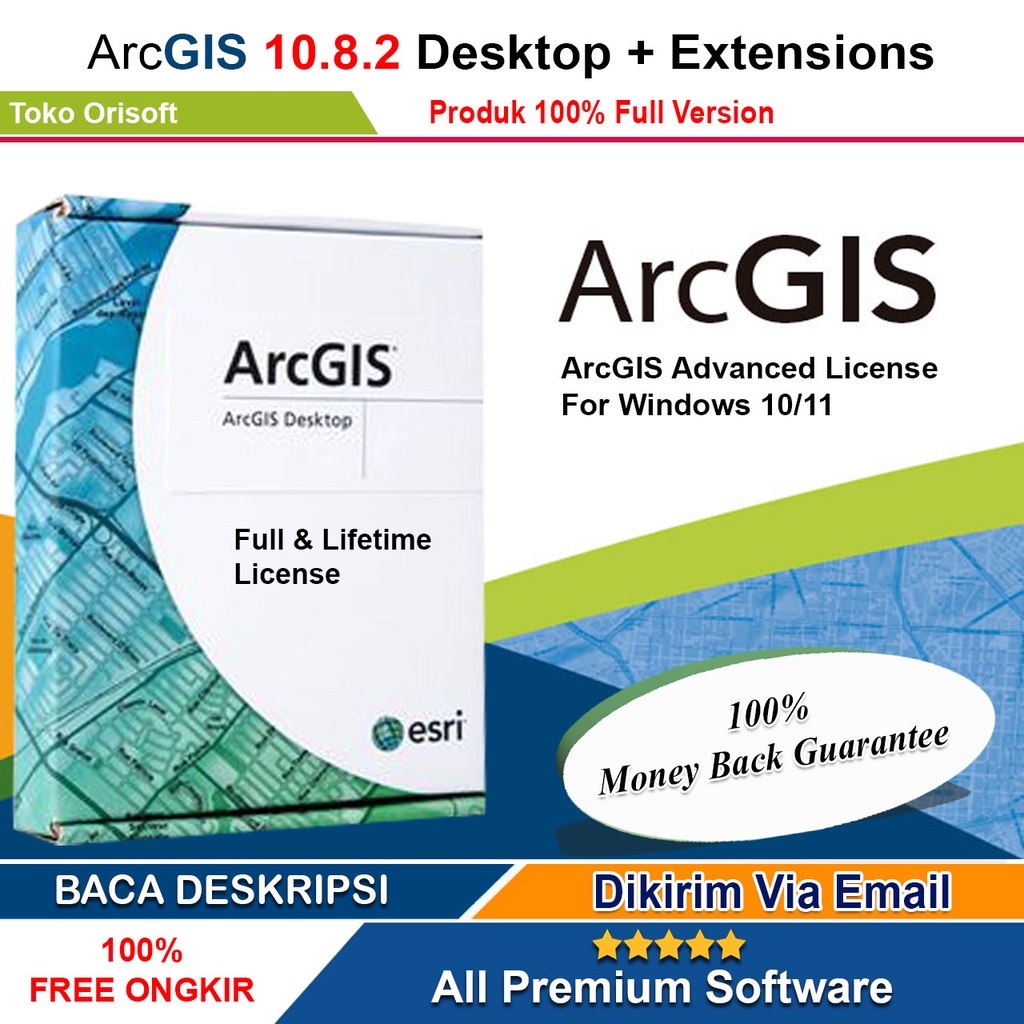 ArcGIS Desktop 10.8.2 + Extensions Advanced License Full Version Lifetime Permanen