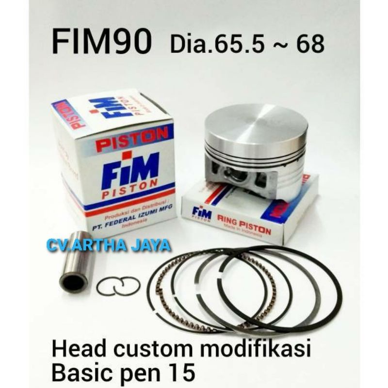 PISTON KIT FIM FIM90 CUSTOM DOME MENTAH ( 65,5 / 66 / 66,5 / 67 / 67,5 / 68 ) ( PEN 15 / PIN 15 )-5