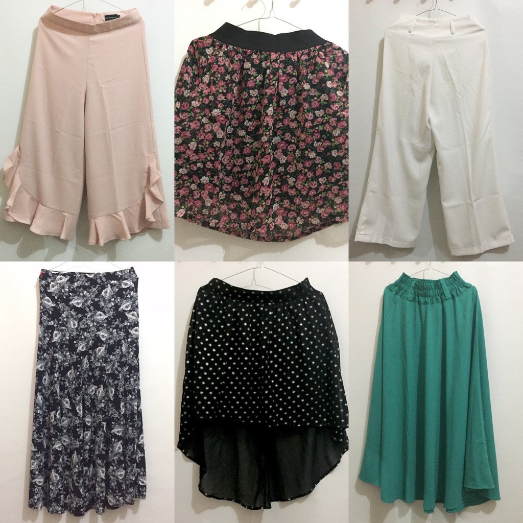 PRELOVED ROK DAN CELANA KULOT WANITA PANJANG DAN PENDEK POLOS/MOTIF THE EXECUTIVE/FOREVER 21