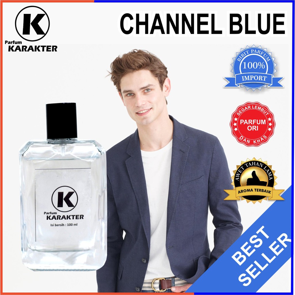 Bisa Cod | Parfum Cowok Chanel Blue  Bibit Parfum Import Wangi &amp; Tahan Lama  Kemasan 100ml