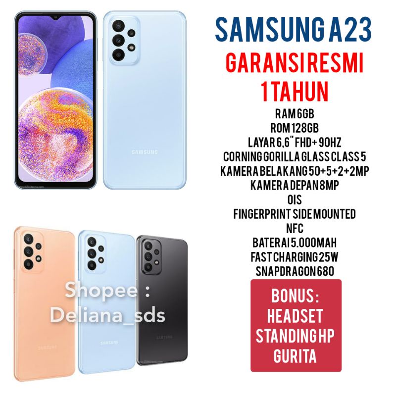 Samsung A23 6/128 6 128 6/128GB Garansi Resmi 1 Tahun Samsung A23 Ram 6GB