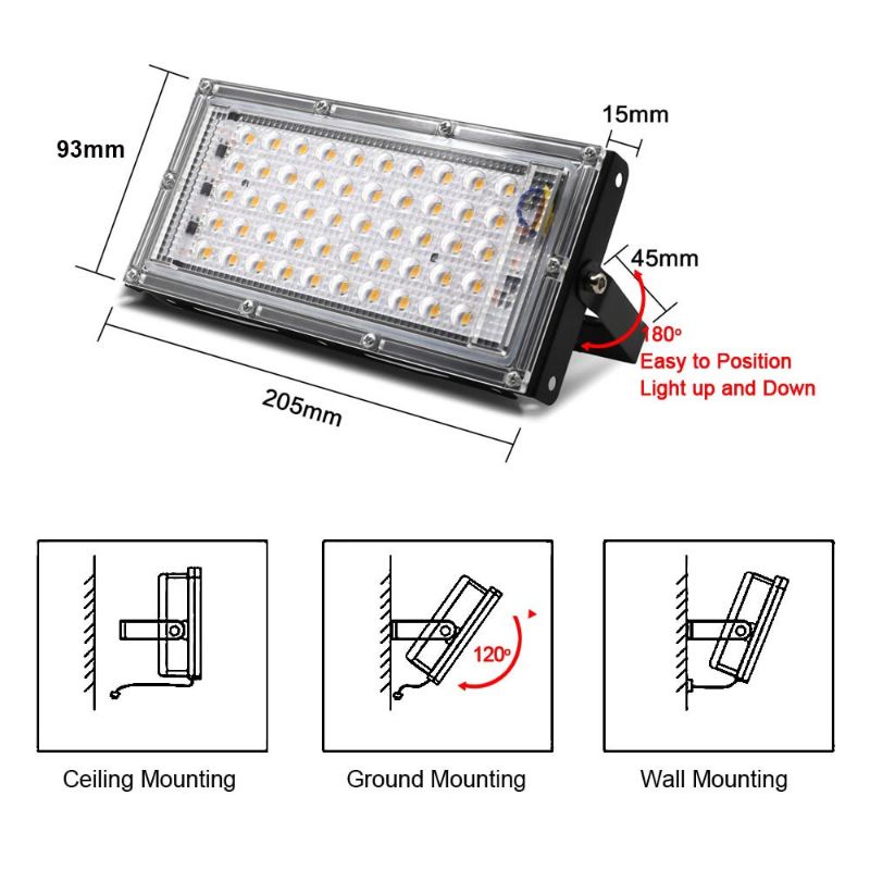 lampu sorot super terang 4500lumen 50w dengan 100 panel LED dan sudah waterproof