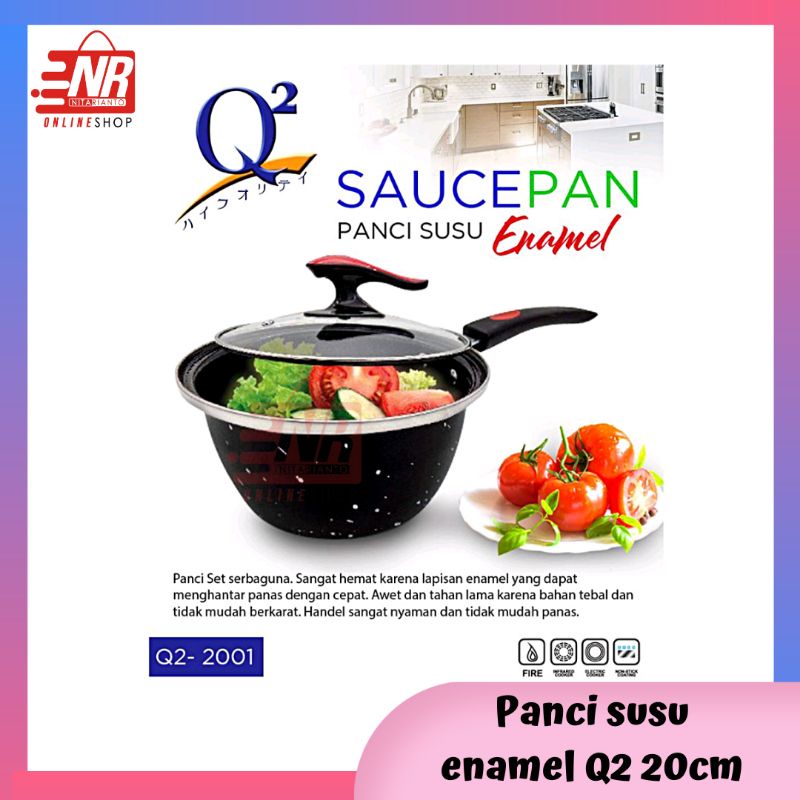 Panci susu enamel Q2-2001/ Panci enamel 20cm / Saucepan enamel / Panci serbaguna