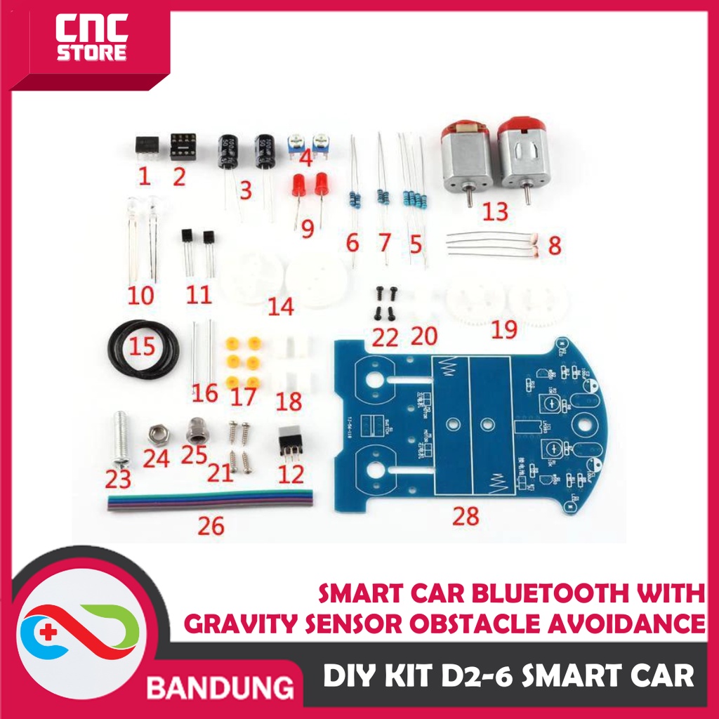 D2-6 DIY KIT SMART CAR BLUETOOTH WITH GRAVITY SENSOR OBSTACLE AVOIDANCE