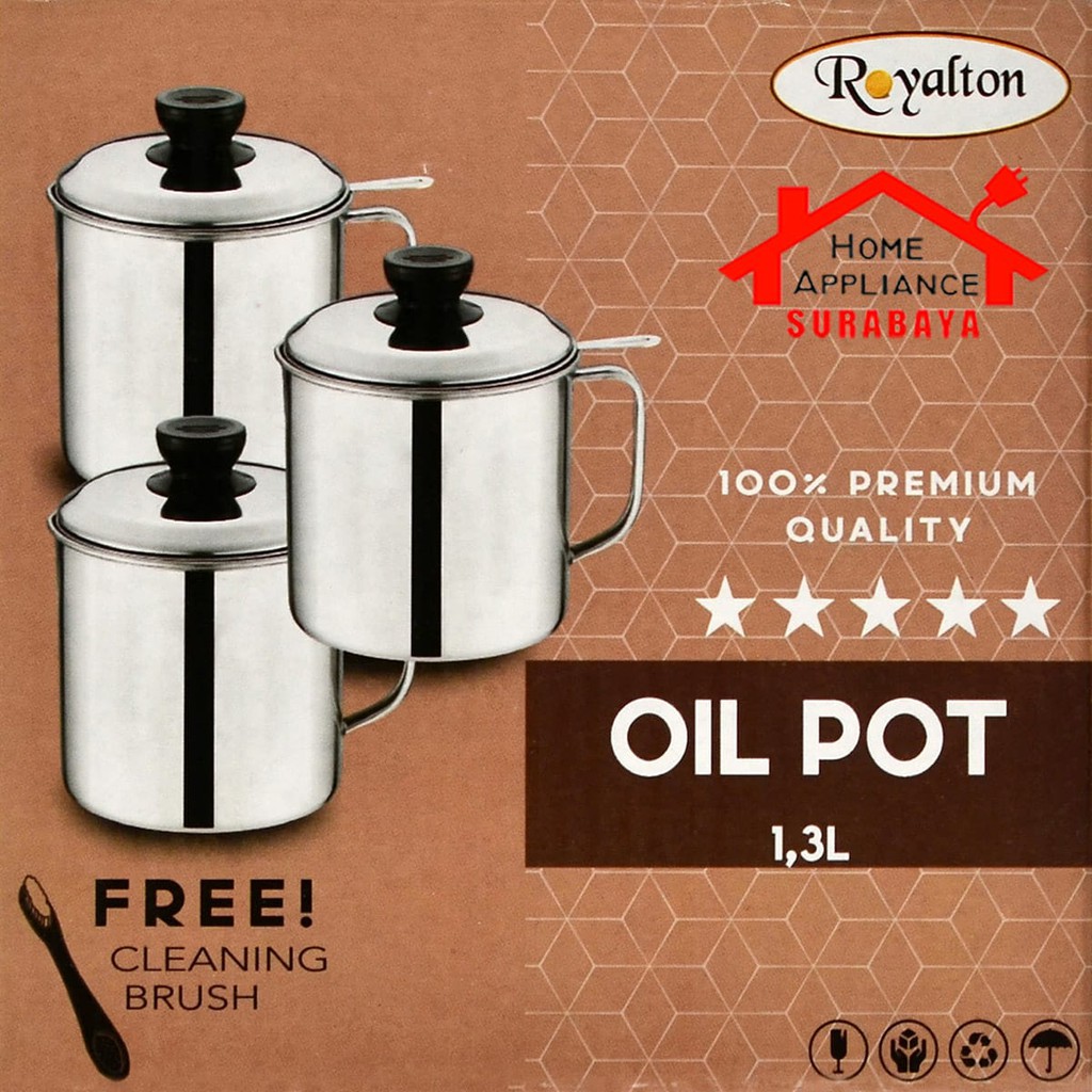 Asta Royalton Oil Pot 1.3 Liter Saringan Tempat Minyak Stainless Steel ROOP-01