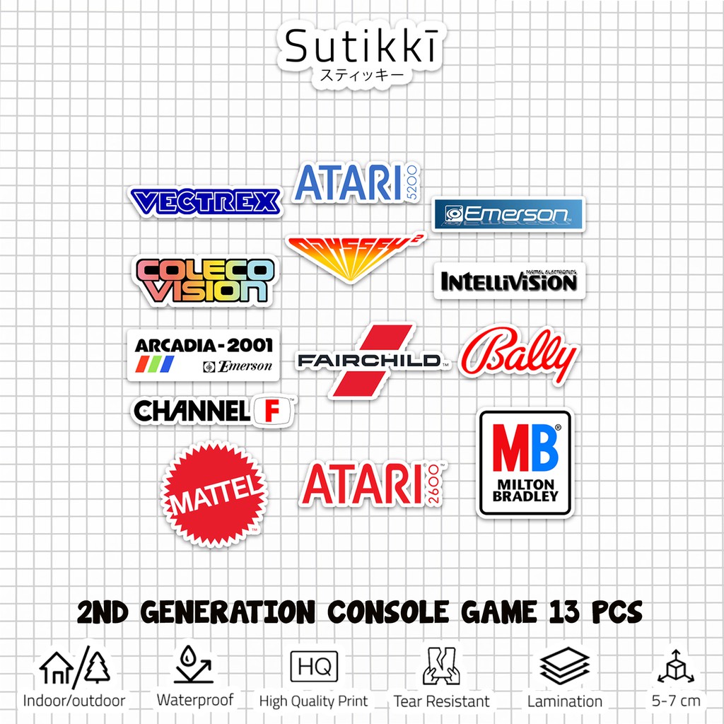 Sutikki | Sticker Pack Logo 2nd Generation Video Game Console Vintage Stiker Laptop Vinyl Full