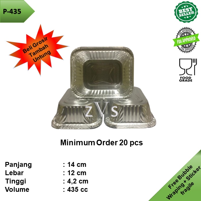 Alumunium Foil tray kotak cup P435 Tanpa Tutup