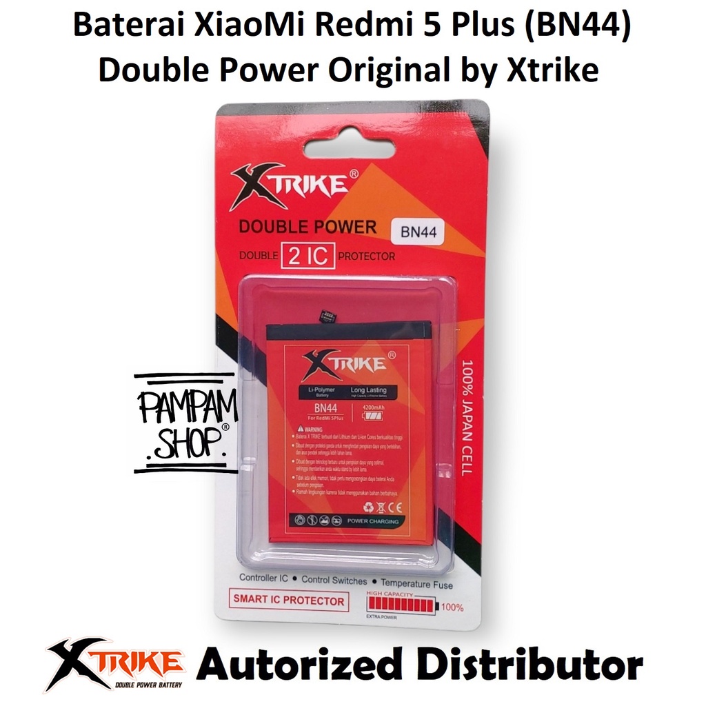 Baterai XTRIKE Double Power Original XiaoMi BN44 Redmi 5 Plus 5+ Batre Batrai Battery Handphone HP Ori