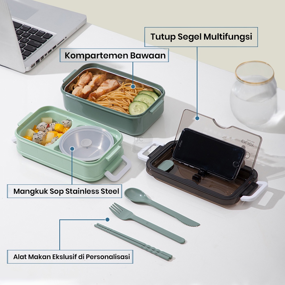 RANTANG BENTO 2 LAYER LEAK PROOF LUNCH BOX WITH SOUP BOWL - JT008