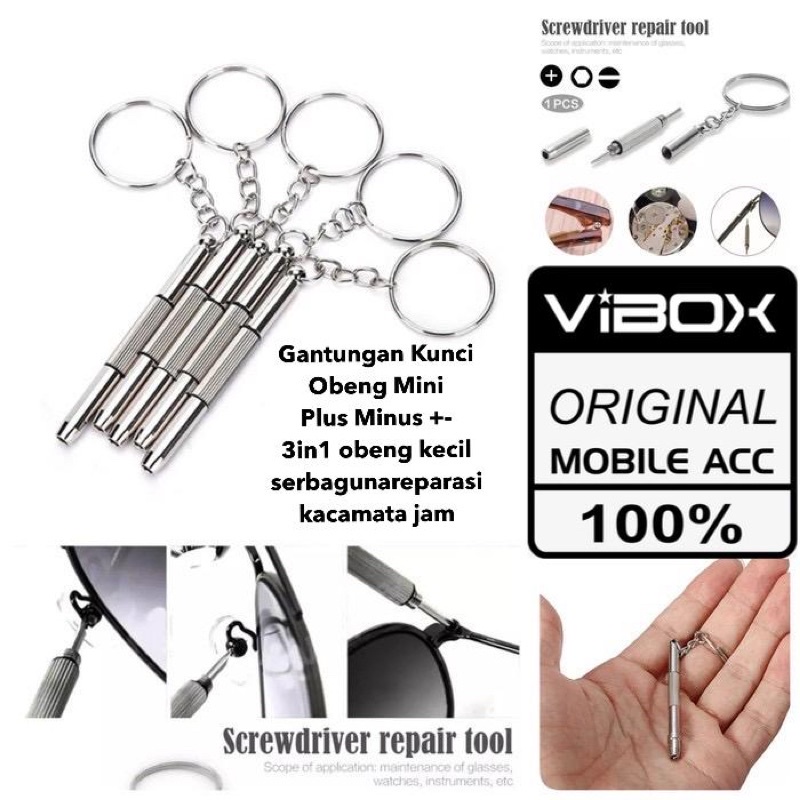 Gantungan Kunci vibox Obeng Plus Minus Mini 3in1 obeng kecil serbaguna obeng reparasi kacamata jam universal