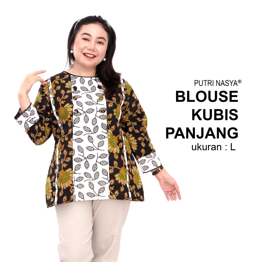 Atasan Batik Blouse Big Size Wanita Kerja Jumbo S-M-L-XL-2L-3L-4L-5L-6L-7L Model Blus Jumbo Seragam Batik / Pakaian Batik LD 140 Kekinian Kantor