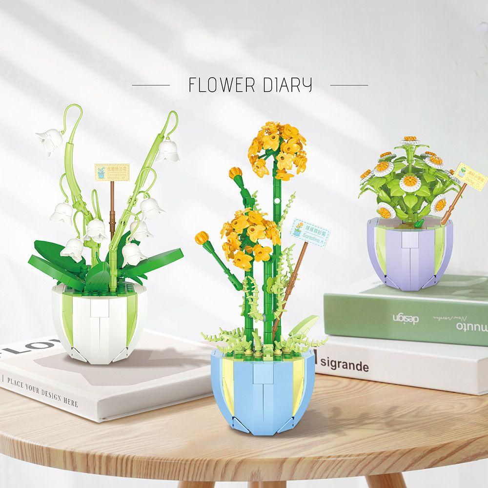 R-FLOWER Building Blocks Flower DIY Mainan Bunga Mawar Abadi Tiga Dimensi