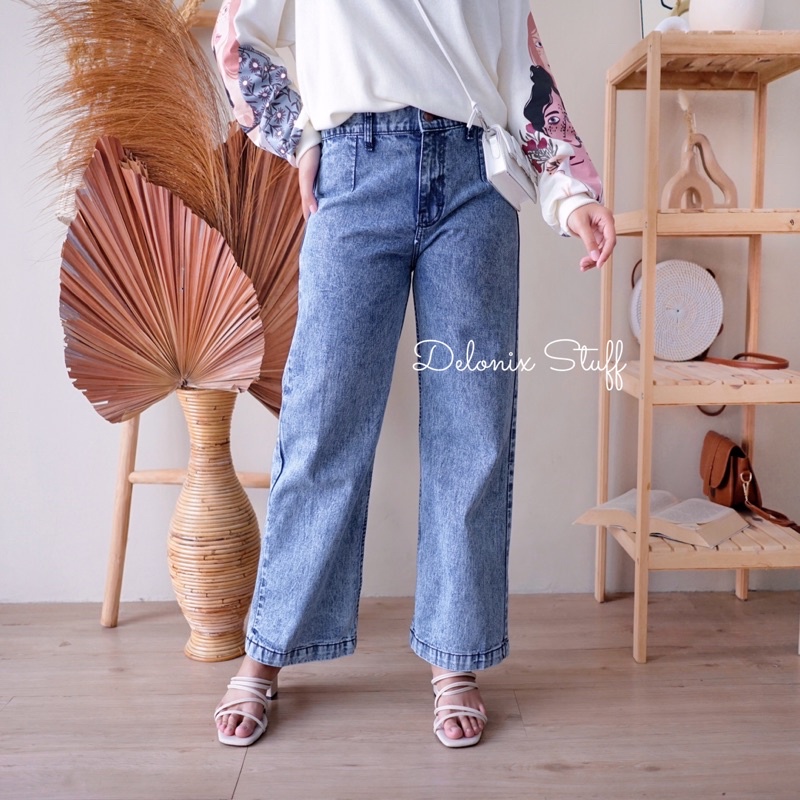 Washed denim kulot import