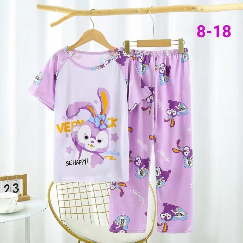 BAJU TIDUR ANAK PEREMPUAN SETELAN LENGAN PENDEK CELANA PANJANG UMUR 2-13 TAHUN PIYAMA IMPORT C18-B2