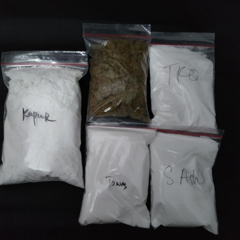 PAKET TREATMENT5 KAIN ECOPRINT/ TAWAS, SODA ASH, TUNJUNG, TRO, KAPUR