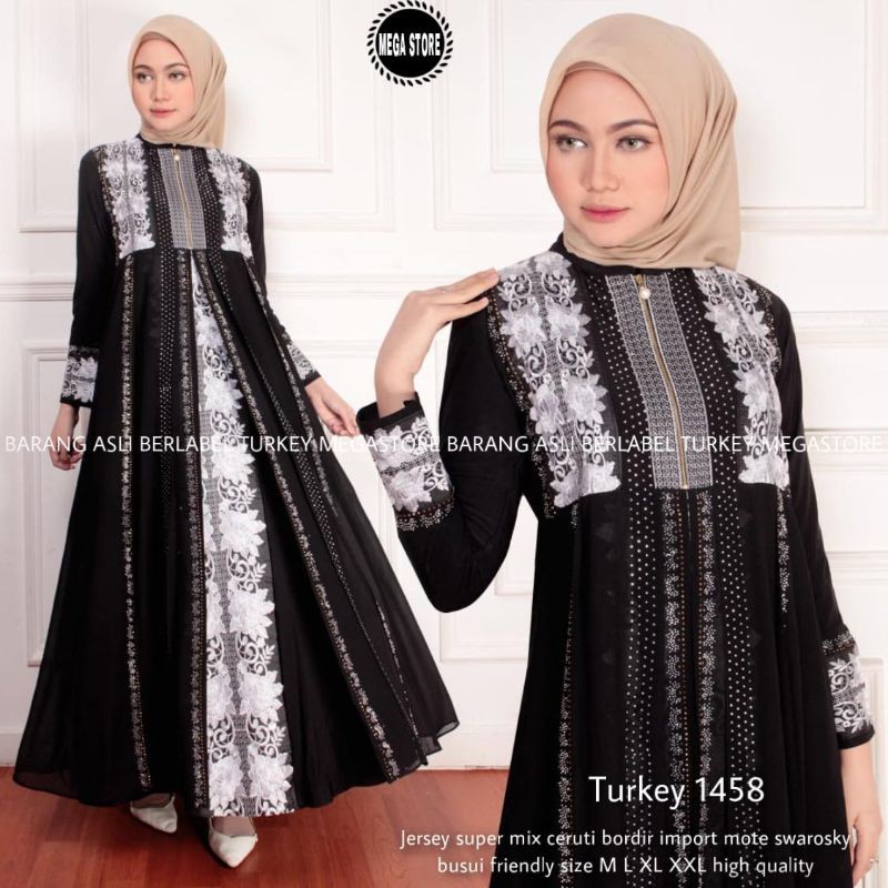New Abaya Gamis Maxi Dress Arab Saudi Bordir Zephy Turki Umroh Dubai Turkey India