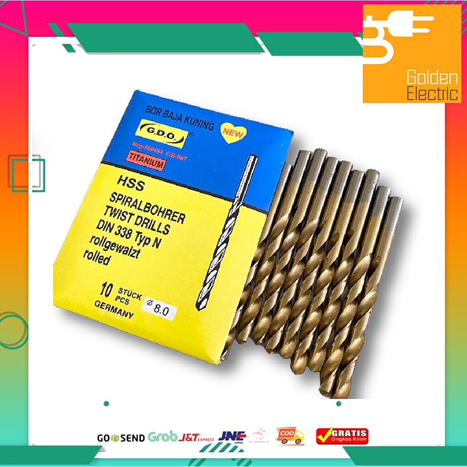 Mata Bor Besi Baja Kuningan 8mm 8 mm GDO KUAT Germany Twist Drill AWET