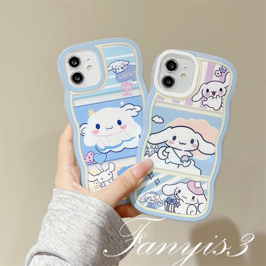 Redmi 12C A1 10C 10A 10 9 9A 9C 9T Note 11 Pro+ 11s 11 10s 10 9s 9 8 Pro Xiaomi Poco X4Pro X3 Pro X3NFC M4 F3 Mi 11 Lite 10TPro Cute White Rabbit Wavy Edge Phone Case TPU Soft Cover