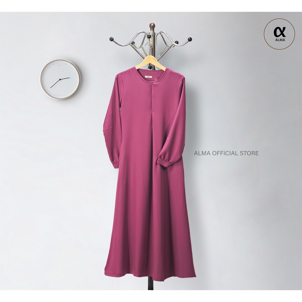 Gamis Polos Syakila Tangan Kancing Simple Size S M L XL XXL Dress Polos Jumbo BIg Size