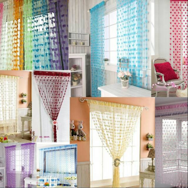 [ Berat 100 gram ] Tirai Benang Motif Love Baichuan / Gorden Benang Motif Love Baichuan