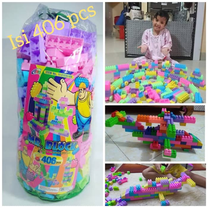 Mainan Lego Mr Block Besar 406 Pcs Edukasi - Brick Anak Edukatif