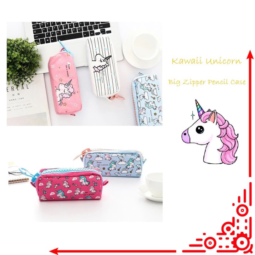 

mj / TP0048 Kawaii Unicorn Big Zipper Large Pencil Case / Tempat Pensil