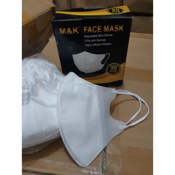 Masker duckbill putih garis isi 50 pcs