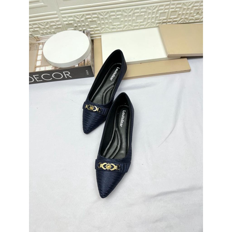 sepatu flat shoes wanita kekinian terbaru bahan satin LOUISDEAR B30