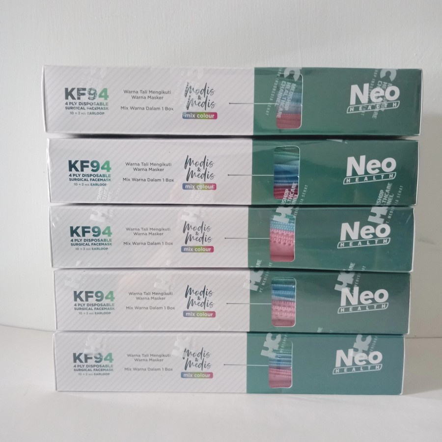 Masker Neo Health Medis Modis KF94 Earloop Mix Colour 4ply Isi 12 Pcs