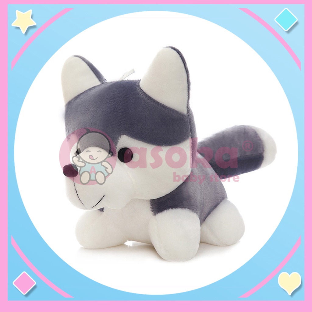 Boneka Anjing Husky Warna Abu-Abu Size M &amp; L - Untuk Hadiah / Mainan Anak ASOKA
