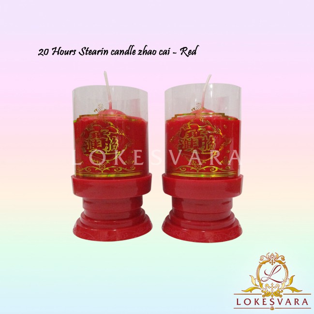 Lilin Sembahyang Stearin Zhao Cai Merah 20 Jam