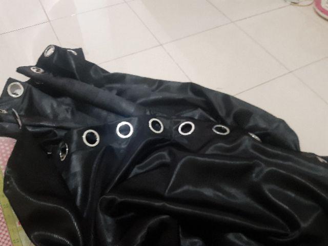 Gorden Jendela Pintu Blackout Import Hitam Serat Polos Model Smokring Ukuran L 100 Cm X T 200 Cm