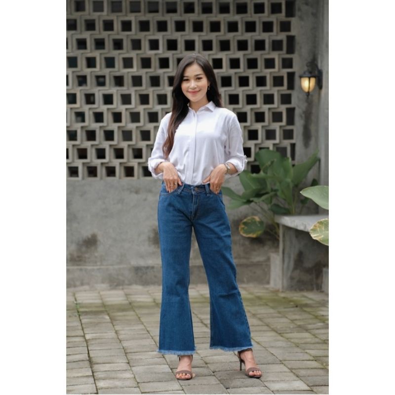 CELANA WANITA CUTBRAY Jeans Highwaist / Celana Cutbray jeans wanita kekinian