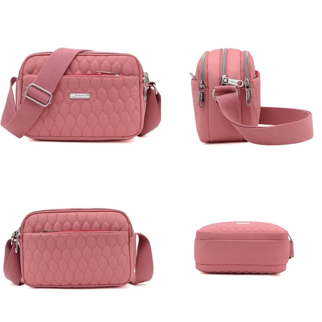 TAS SELEMPANG WANITA 5 RESLETING PINK NASATY IMPORT TA469P3 FASHION KOREA SLING BAG CEWEK MURAH BATAM PREMIUM KEKINIAN PESTA BRANDED