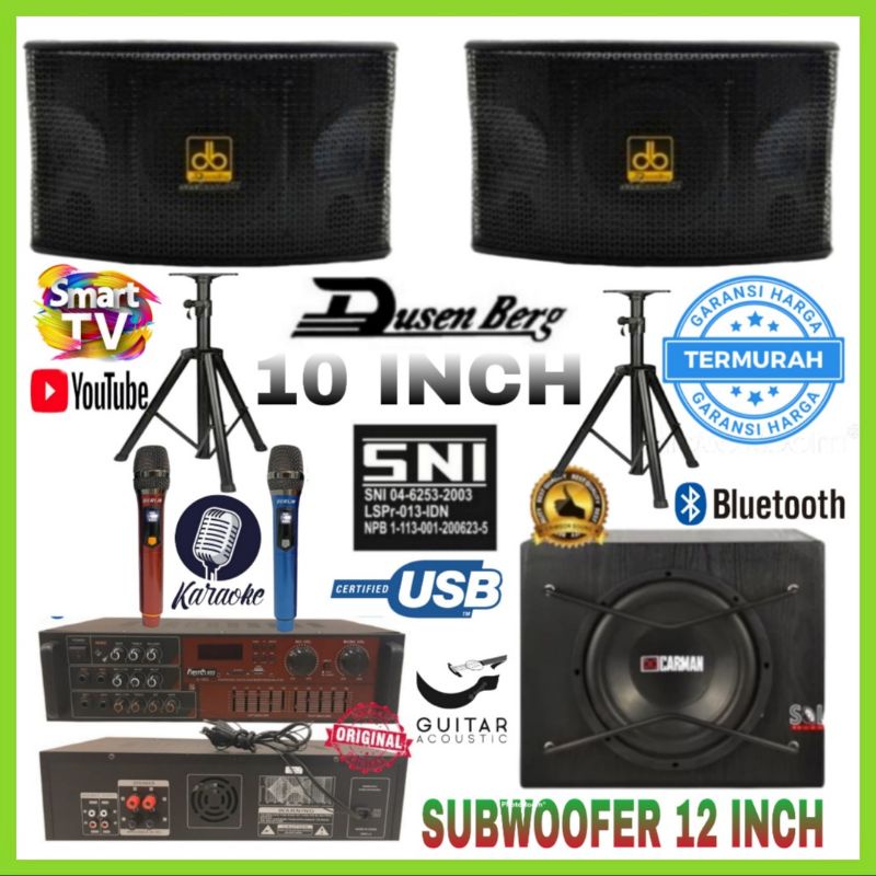 Paket Karaoke DUSENBERG 10 Inch Subwoofer 12 Inch Ampli Karaoke Youtube 2 Mic Wireless