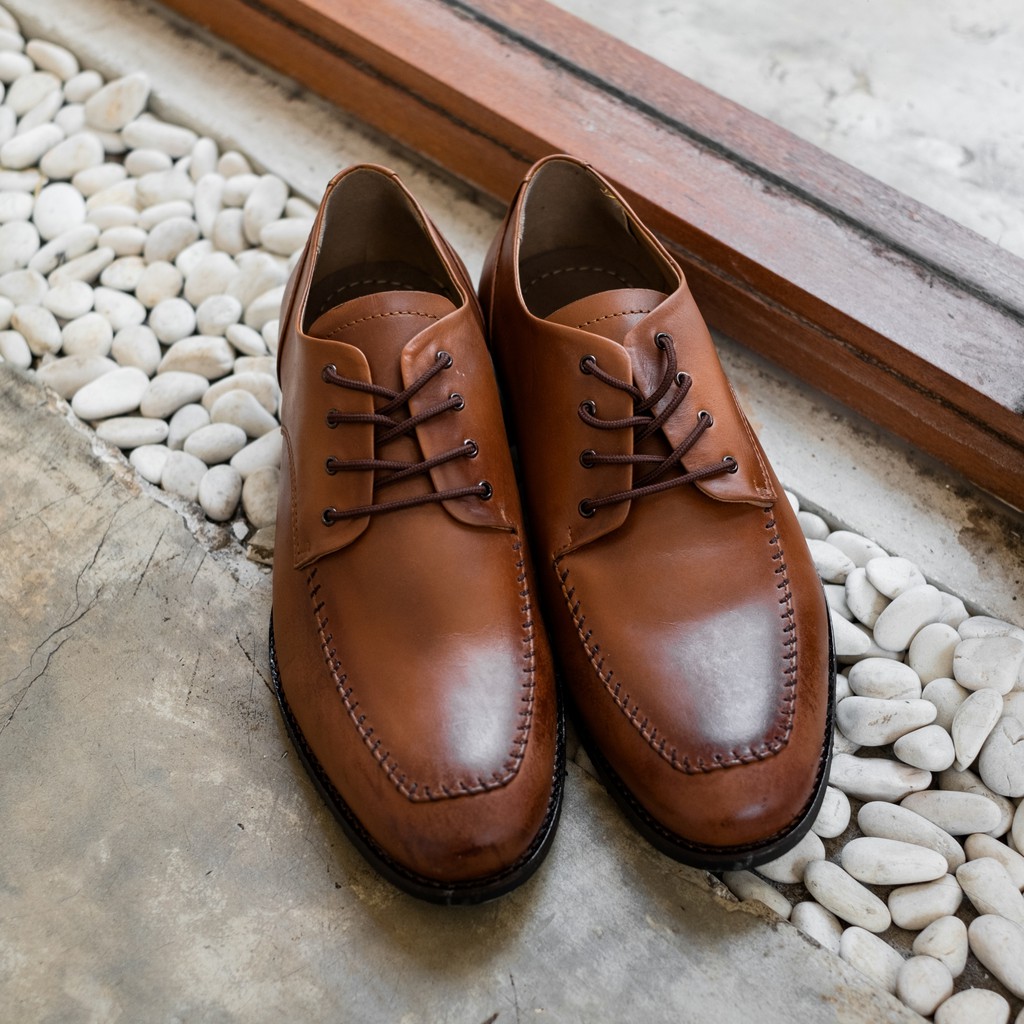 Seffield Brown | Sepatu Kulit Asli Coklat  Pria Casual Kerja Cowok Kantor Pantofel | Lvnatica x FORIND