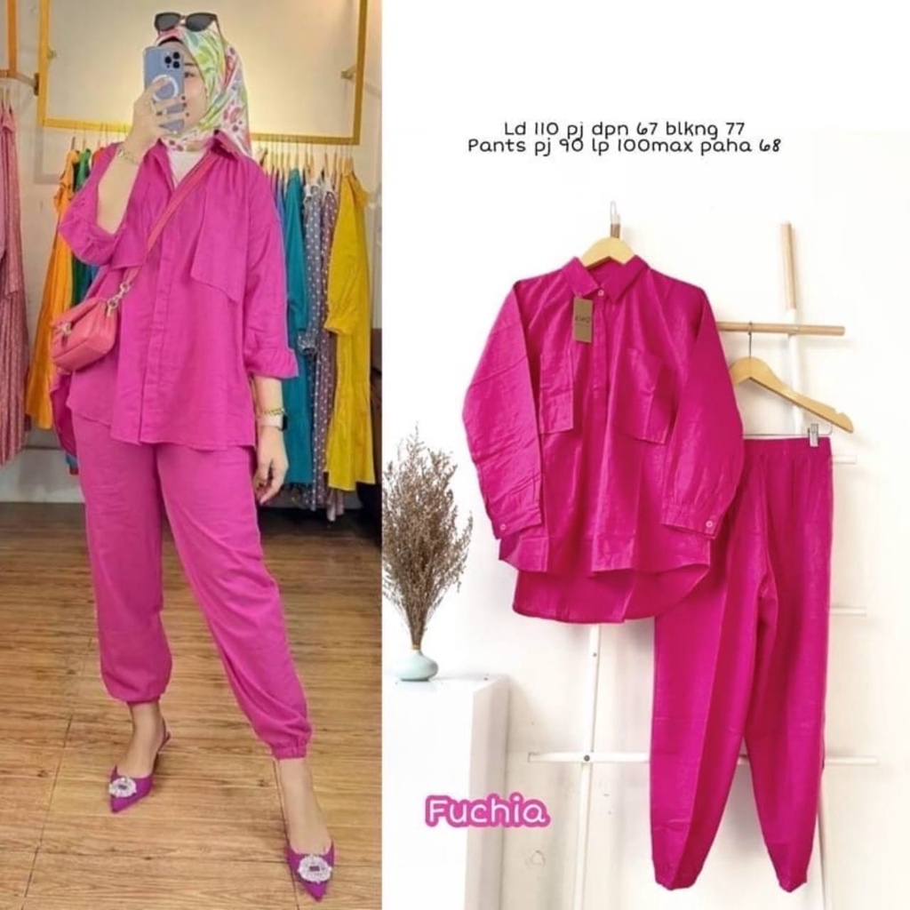 Dama One Set 2in1 Setelan Baju Savila Shakila Polos Premium l Stelan Wanita BJ