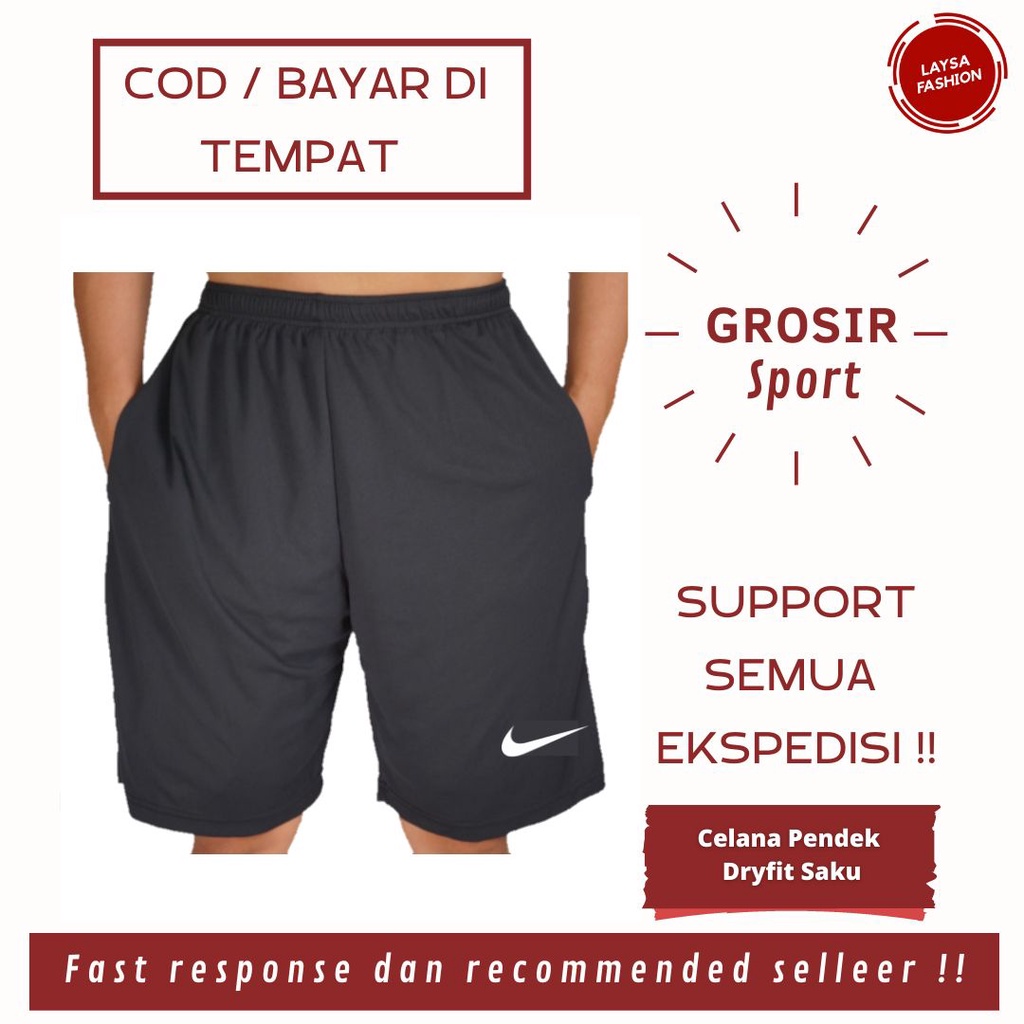 COD GROSIR Celana Pendek Korea Celana Pendek Hitam Pria Boxer Celana Pendek Dryfit Hitam Polos Saku Celana Pendek Olahraga Gym Lari Futsal Sepak Bola Volly Badminton Wanita Pria Termurah Celana Kolor Pria Wanita Logo Nike