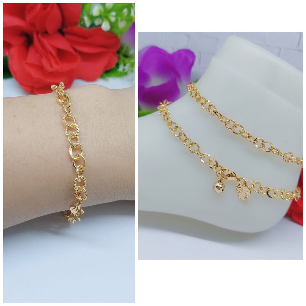 Xuping gelang kaki&amp;tangan lapis emas AN008