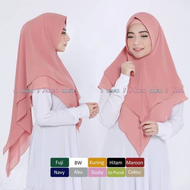 Hijab Jilbab Khimar Syari Hawwa Terbaru 2 Layer Pinguin Termurah