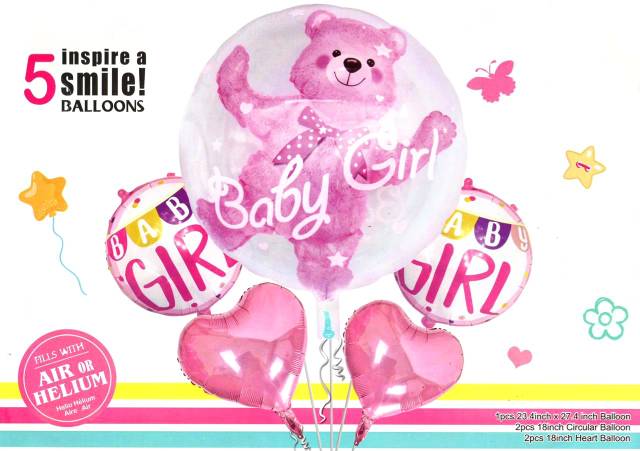 Balon set welcome baby girl foil