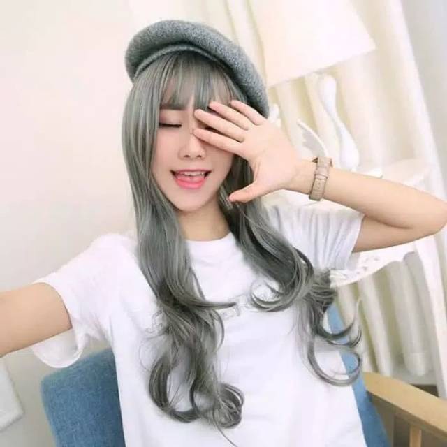 Wig grey abu abu premium panjang