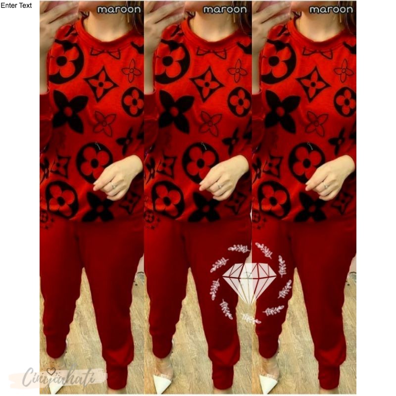 SETELAN BAJU KAOS WANITA SANTAI CELANA PANJANG- BAJU MURAH