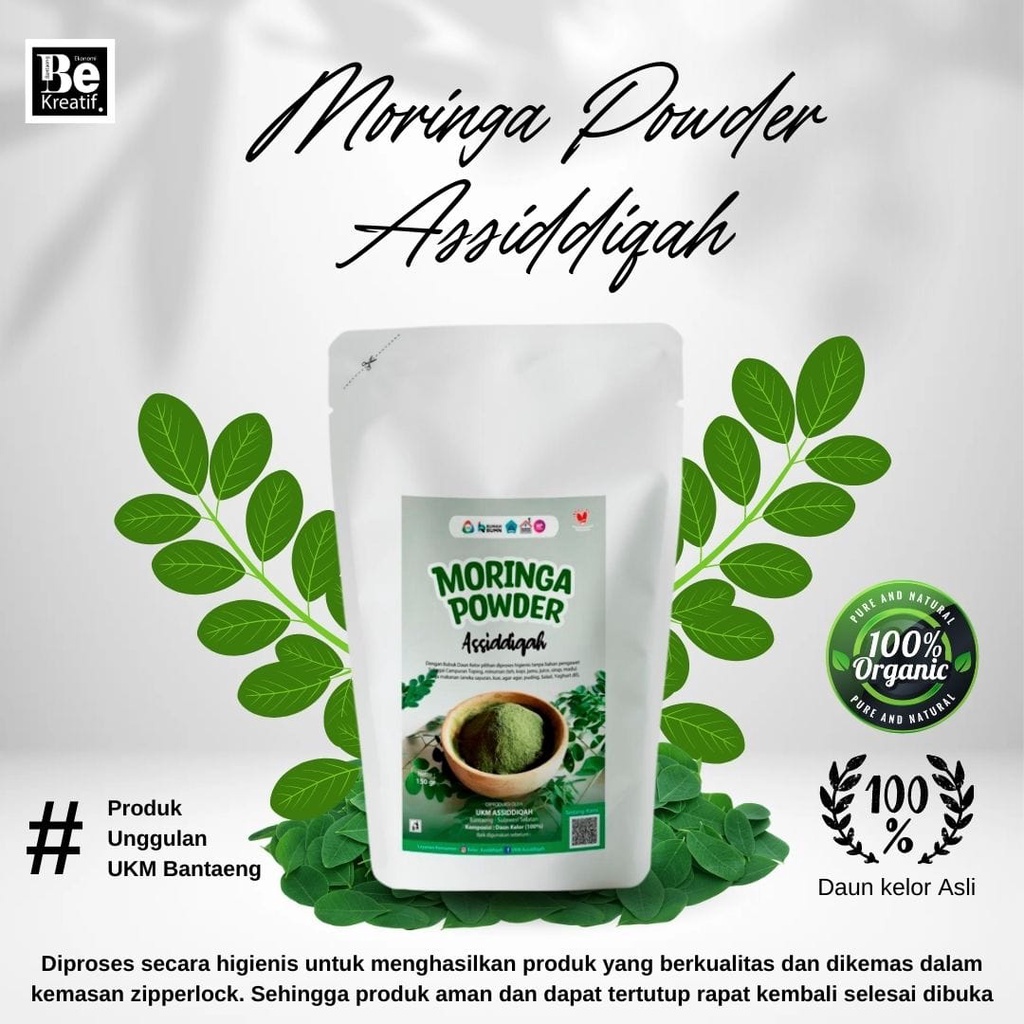 

Moringa Powder Assiddiqah, bubuk kelor beragam manfaat, organik, alami, daun kelor, kualitas premium