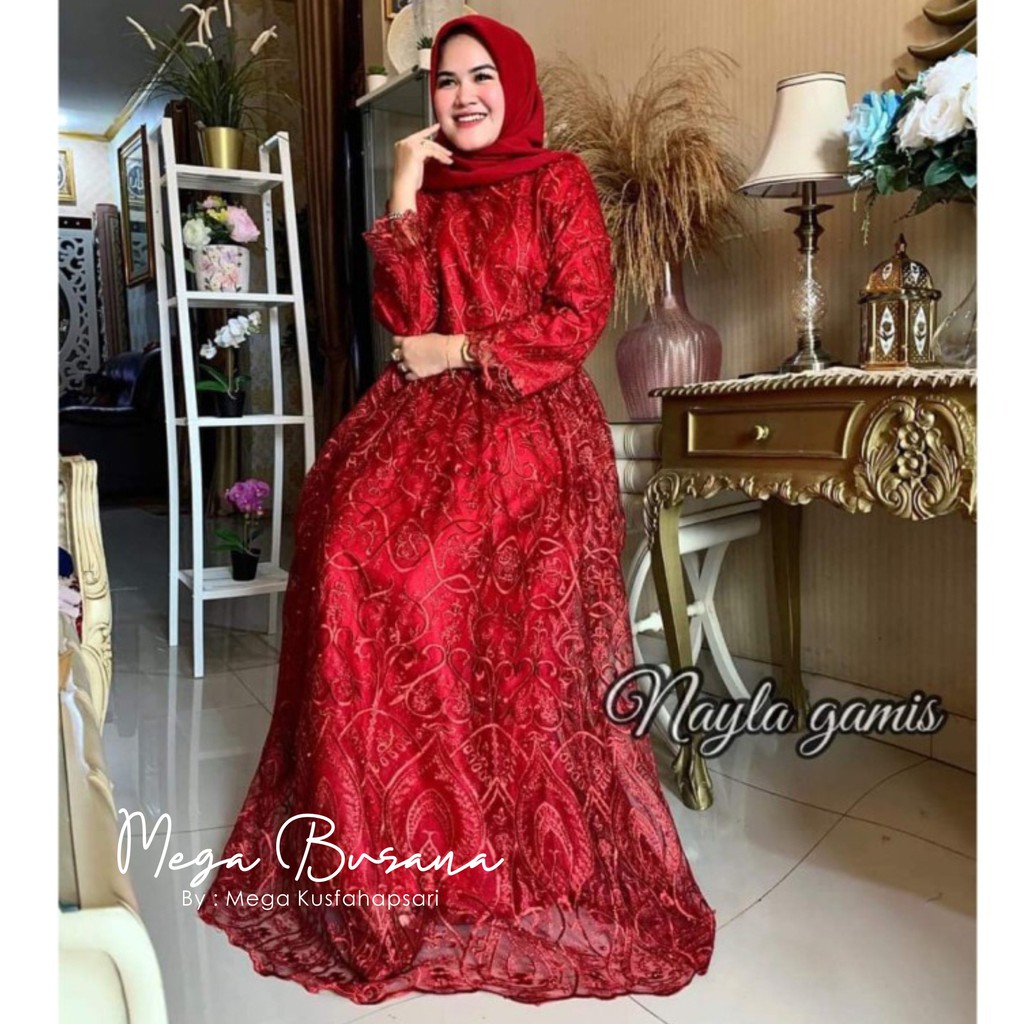 GAMIS OLIVIA DRESS VIRAL BRUKAT KEBAYA TILE MAXY DRESS WANITA MUSLIM BROKAT VELVET MURAH